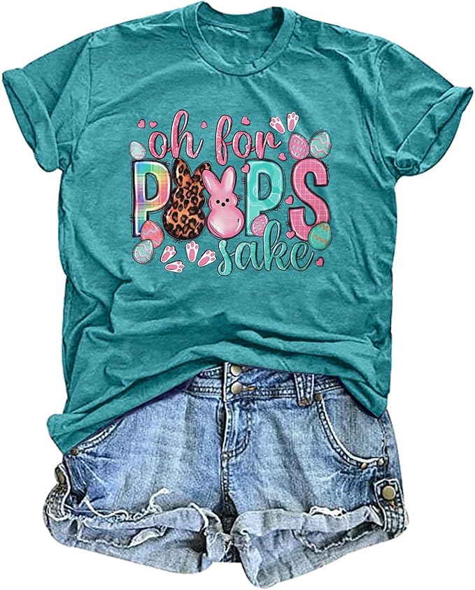 LAZYCHILD Women Easter Teacher Shirts: Funny Treat All with Kindness T-Shirt Bunny Rabbit Tee Tops