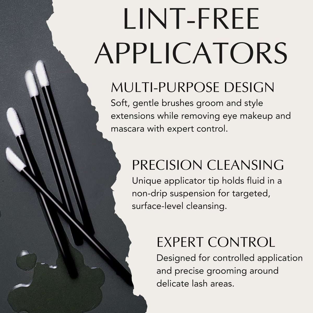 Xtreme Lashes Lint-Free Applicators, 100 Count, Lash Extension Safe, Applicator Brushes for Cleansing, Priming & Makeup Removal, Precision, Non-Drip Tip