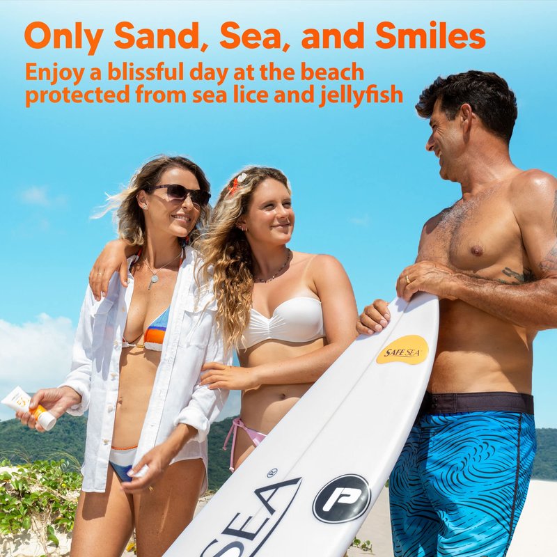SAFE SEA Anti-Jellyfish Sting Protective Lotion - Sunscreen - Sunblock - Sea Lice - Jelly Fish - 50SPF Adults (Tube 3.4 oz 2 pack)