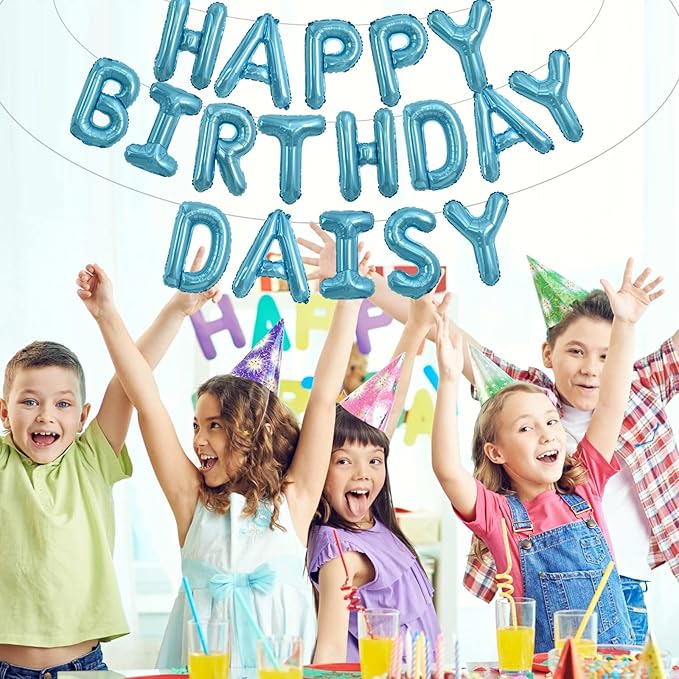 TONIFUL 65 Pcs 16 Inch Light Blue Happy Birthday Balloons and 2 Sets A-Z Foil Letters Balloons DIY Personalized Phrase Banner for Birthday Celebration Thanksgiving Christmas Party Decorations