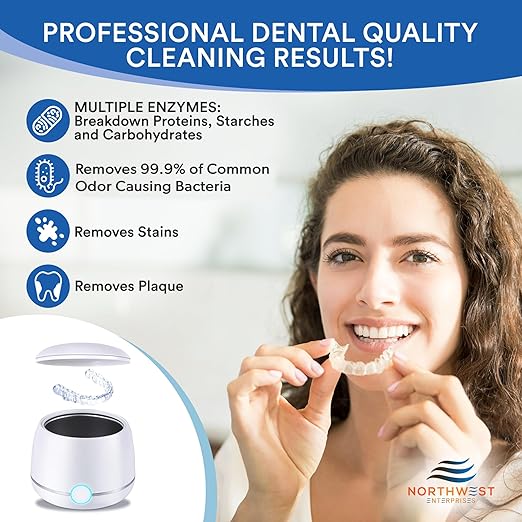 Northwest Enterprises Ultrasonic Retainer Cleaner Solution Concentrate – Multi-Enzymatic, Odor, Stain & Discoloration Remover, For Invisalign, Mouthguards & Nightguards