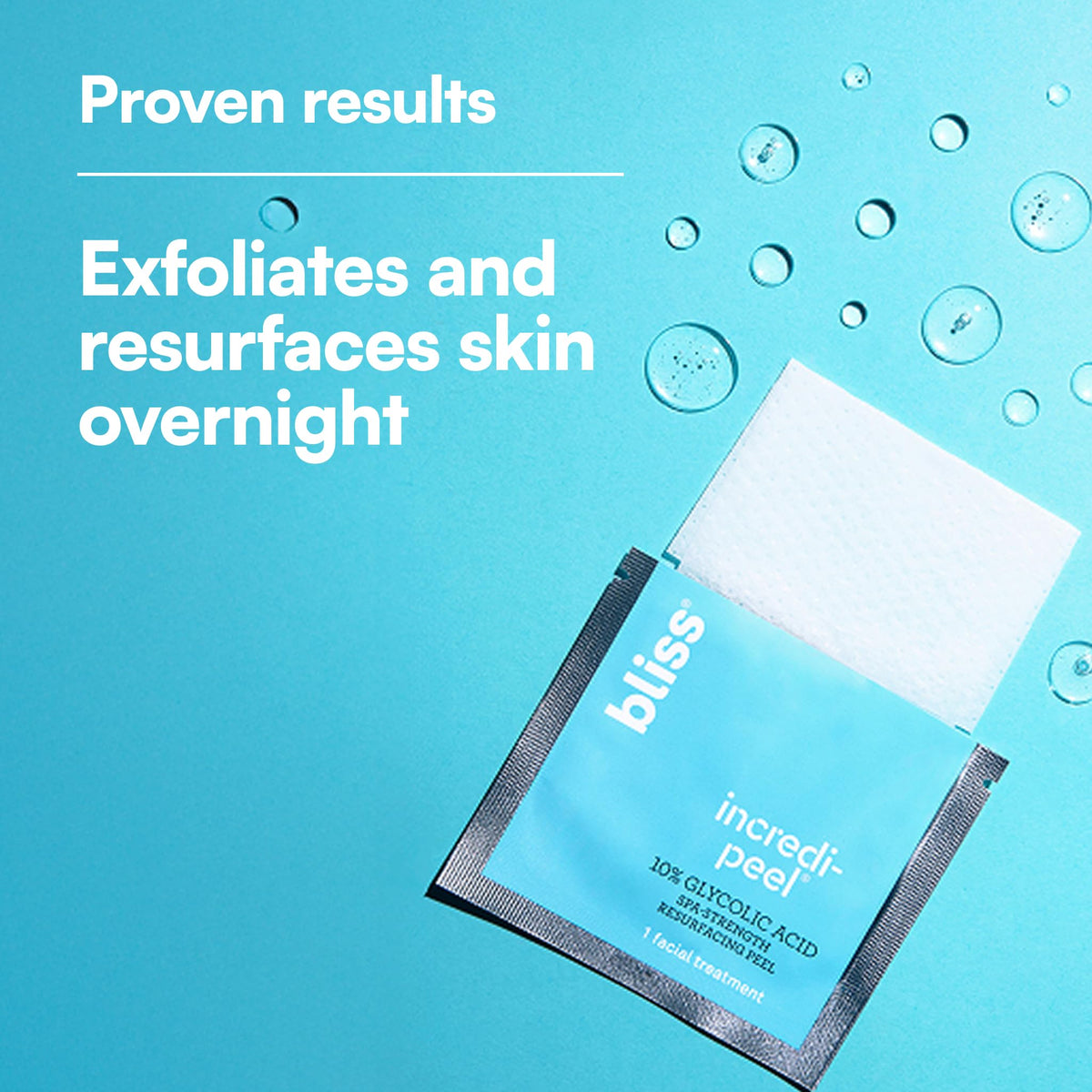 Bliss That's Incredi-Peel Glycolic Resurfacing Facial Pads - 15 ct - Single-Step Pads for Exfoliating and Brightening - Targets Fine Lines and Discoloration - Travel-Friendly - Vegan & Cruelty-Free