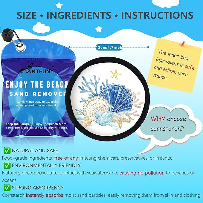 Antfuny Sand Remover for Beach Vacation Family Women Wipe Off Mitt Duster Cup Holder Game Toy Cruise Ship Accessories Summer Vacation Must Have Hawaii Trip Essential Honeymoon Gift Towel