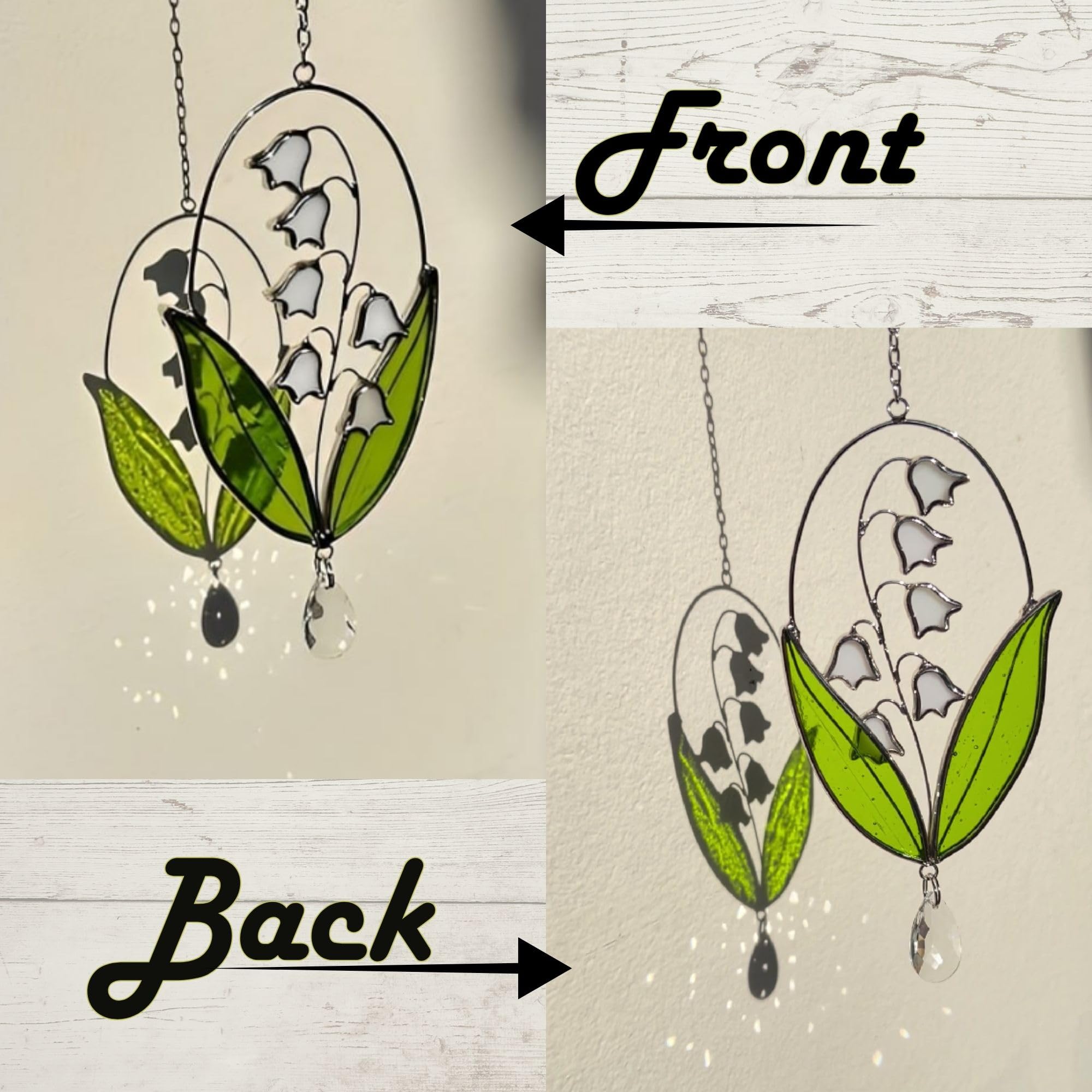Real Stain Glass Decor Birth Flower Suncatcher Lily of The Valley Suncatcher Lily of the Valley Stained Glass Window Hanging Plant Room Decor Hanging Plant Lover Gifts Home Gardening Gifts for Women