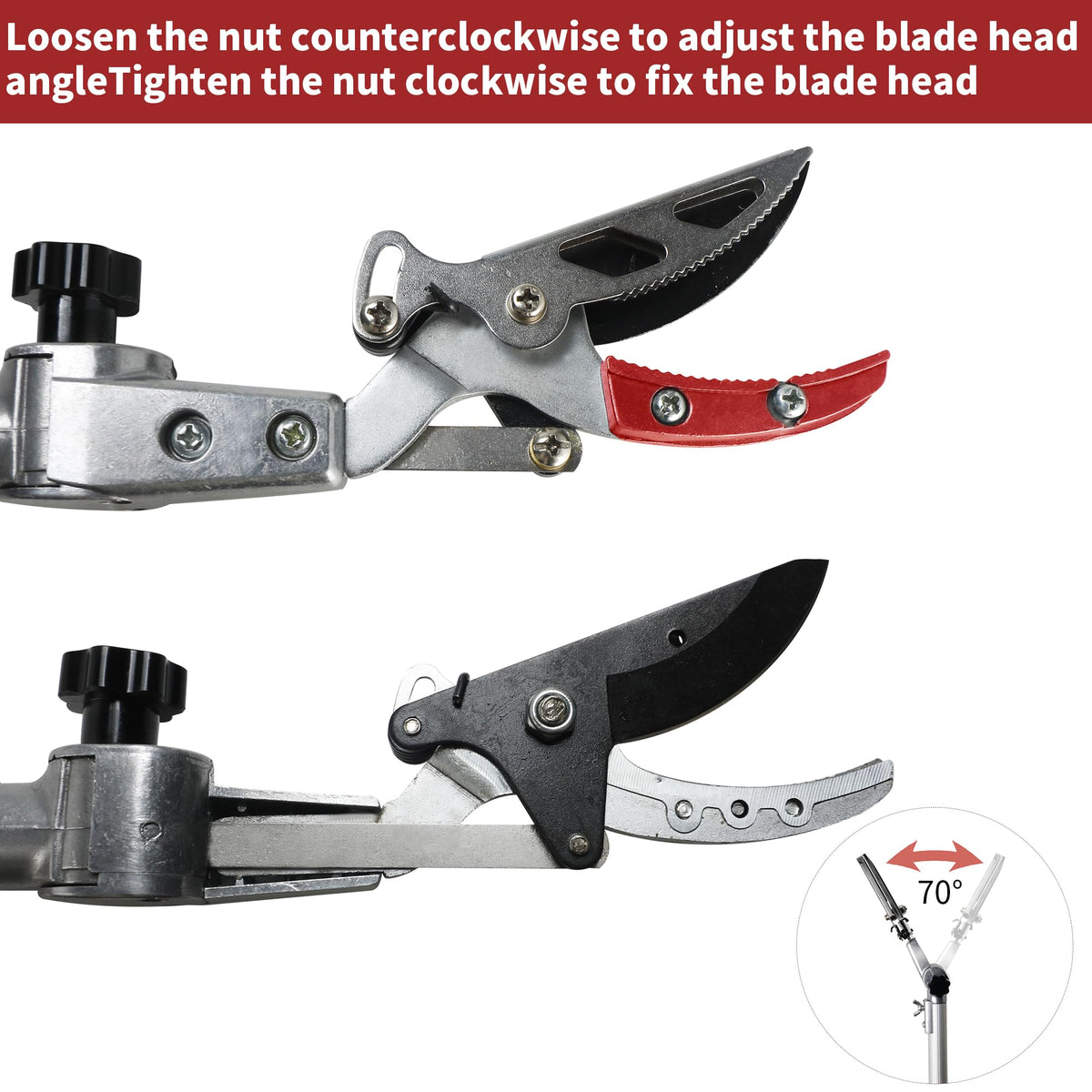 GARTOL Pruner for Garden, Cut Upto 1 Inch & Hold Telescopic Pole Pruner, Fruit Picker with Rotating Blade Head, Lightweight Aluminum Extendable Handle for Tree Branch Cutter, 6.23-10.5 FT, Silver
