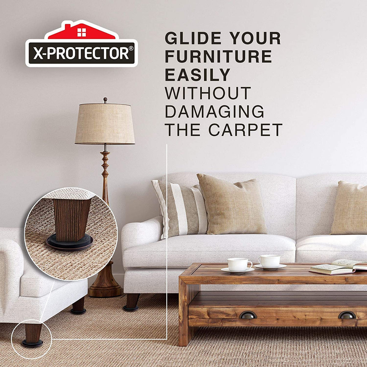 Furniture Sliders for Carpet X-PROTECTOR - 16 PCS Best Heavy Moving Pads 3 1/2" - Sliders for Furniture. Move Your Furniture Easy with Reusable Furniture Movers Sliders for Carpets!