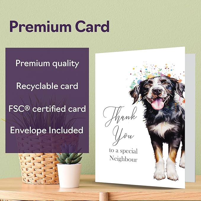 Thank You Cards for Neighbour - Party Dog - Thankyou Cards for Neighbour from Friend Family, Heartfelt Appreciation Card 5x7 Inch Thank You So Much Greeting Cards