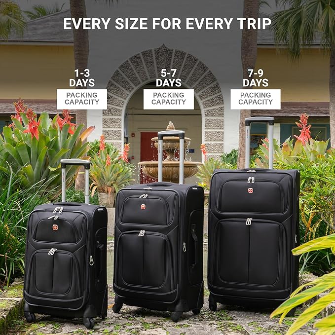 SWISSGEAR Sion Softside Expandable Spinner Luggage Durable Lightweight Travel Suitcase, Merlot, Checked-Large 29-Inch