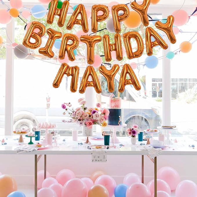 TONIFUL 65 Pcs 16 Inch Orange Happy Birthday Balloons and 2 Sets A-Z Foil Letters Balloons DIY Personalized Phrase Banner for Birthday Celebration Halloween Thanksgiving Christmas Party Decorations