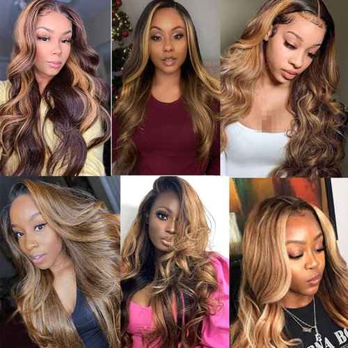 Fabimiya Water Wave P4/27 Human Hair Bundles 20 22 24 Inch Unprocessed Brazilian Virgin Hair Bundles P4/27 Human Hair Quick 11A Weave Hair Extension