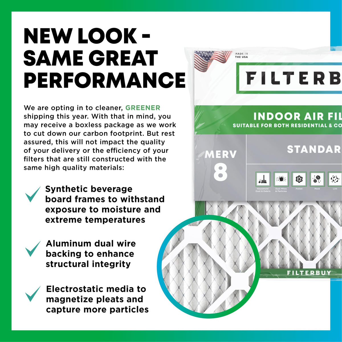 Filterbuy 24x30x1 Air Filter MERV 8 Essential Dust & Allergy Defense (2-Pack), Electrostatic Pleated HVAC AC Furnace Filters Replacement, Made in USA (Actual Size: 23.88 x 29.88 x 0.75)
