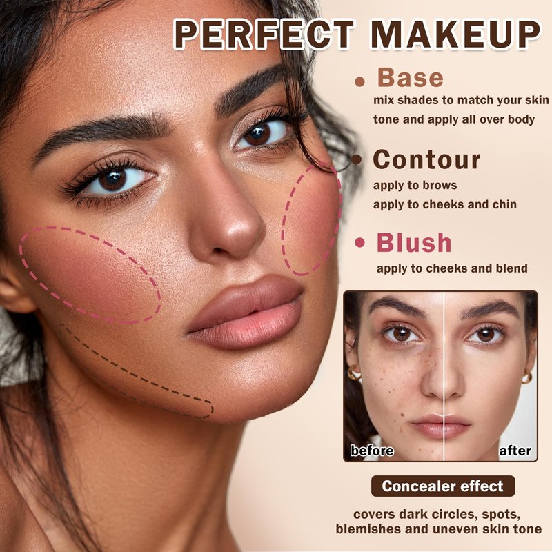 AOAZXBB 12 Colors Cream Blush Palette Cream Concealer Foundation Palette,Natural Matte Face Makeup Palette with Brush