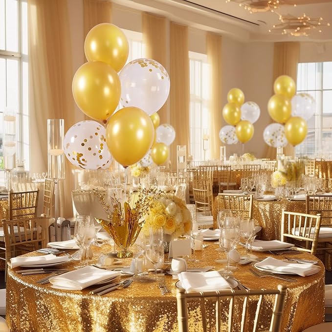 2 Set Gold Birthday Centerpieces for Tables Gold Balloons Stand Kit for Birthday Party Graduation Baby Shower Wedding Bridal Shower Retirement Anniversary Engagement Prom Table Decorations