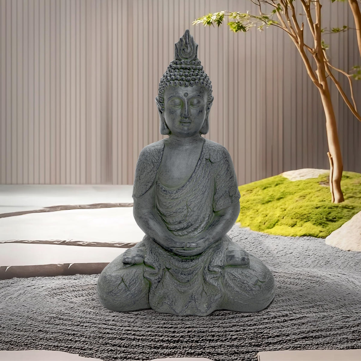 LuxenHome Large Buddha Statue, 22" Meditating Buddhas Garden Statue