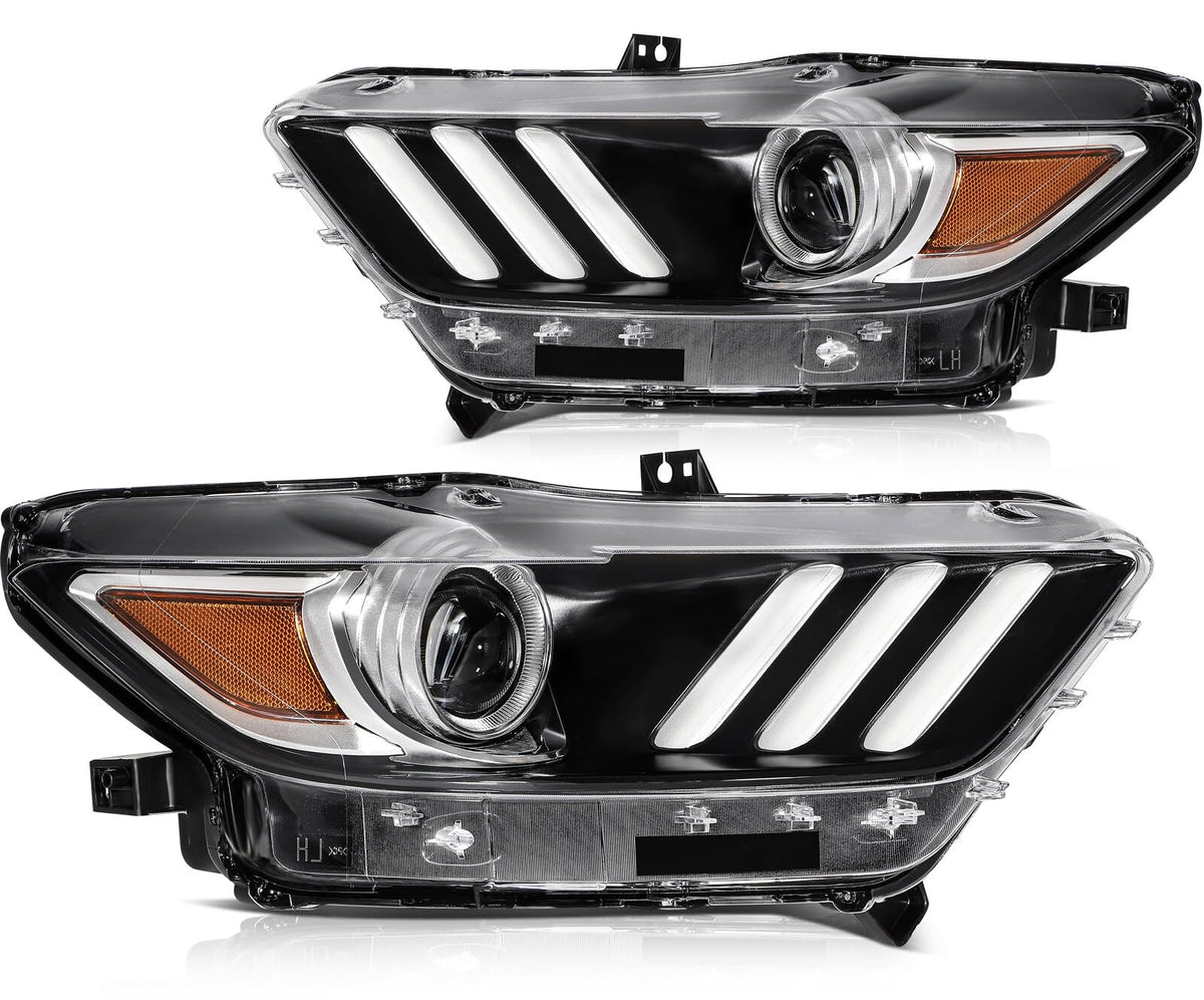LBRST Headlight Assembly Fit 2015-2020 for Mustang Driver & Passenger Side Headlight Amber Reflector FO2518124
