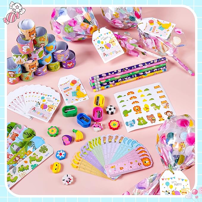 12 Pack Non-Candy Giant Lollipop Birthday Goodie Bags for Classroom Rewards Class Prizes Exchange Party Supplies