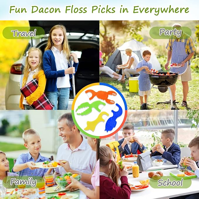 Kids Flossers, Kids Dental Floss Picks Without Fluoride, Unflavored, 4 Colors Ocean Animals Shaped Makes Flossing Fun, 50 Count (Pack of 1)