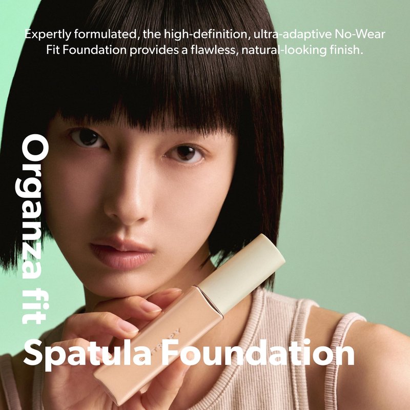 ENTROPY MAKEUP Organza Fit Spatula Foundation, Sheer to Medium Coverage, Built-In Spatula Applicator, Natural Finish, Flawless Skin, Long-Lasting Ultra Lightweight, Korean Makeup, #22.8