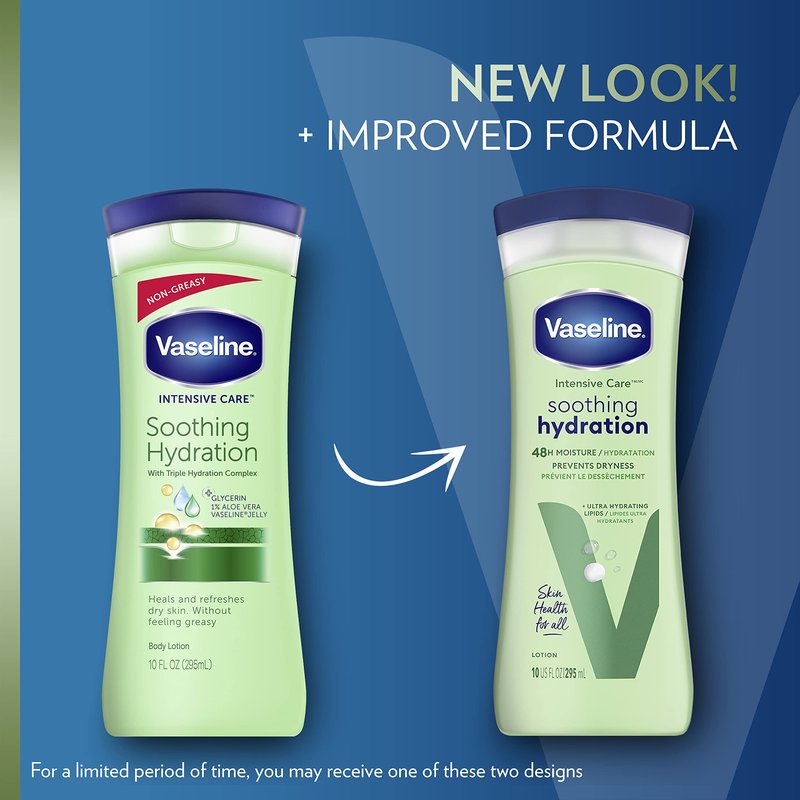 Vaseline Soothing Hydration 6-Pack – Intensive Care Moisturizing Hand and Body Lotion with Aloe, Ultra-Hydrating Lipids, 48 Hours of Moisture, 10 Oz Ea