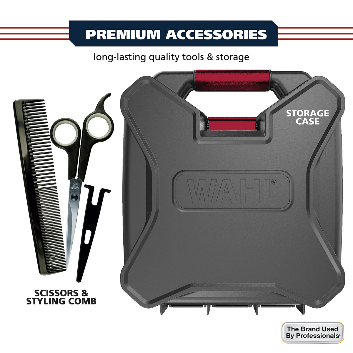 Wahl USA Pro Ultra Quiet High Torque Corded Hair Clipper for Ultra Quiet Operation and Cooler Operating Temperatures, Metal Housing with Bonus Hair Clipping Guard Caddy - Model 3000097