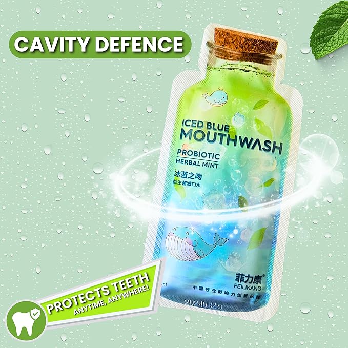 Skywin Travel Size Mouthwash - Mini Mint Flavored Packets for Adults, Prevents Cavities, Individual Packets (14 Pcs in 1 Pack)