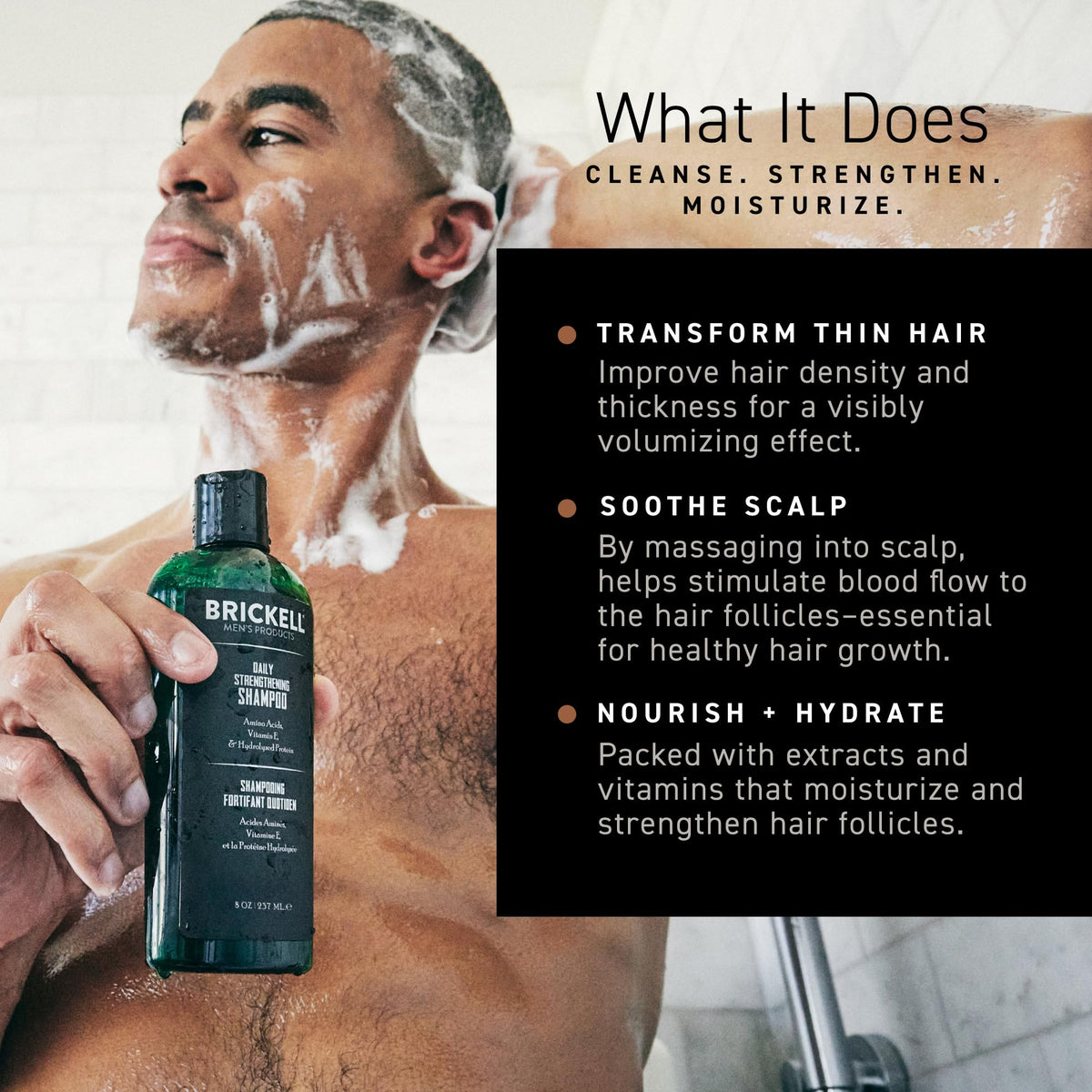 Brickell Men's Daily Revitalizing Hair Care Routine, Shampoo and Conditioner Set For Men, With Pro-Vitamin B5, Aloe, and Tea Tree Oil, Strength and Volume Enhancing Conditioner, Gift Set