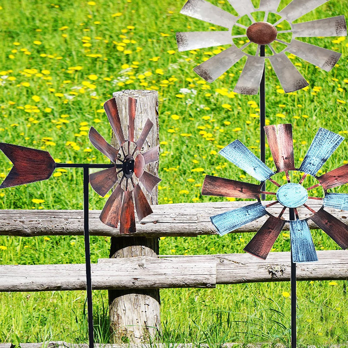 BinaryABC Metal Windmill for Yard Garden – Outdoor Wind Spinner Decor