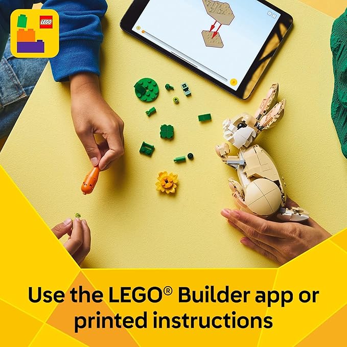 LEGO Creator 3 in 1 Cute Bunny Toy - Building Toy for Girls and Boys, Ages 8+ - Gift for Easter Basket - W/ 3 Build Options, Bunny, Seal, or Llama - 31162