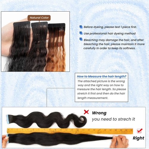 Water Wave Hair Extensions Tape in Weft Hair Extensions Real Human Hair 100G 40 Pieces Remy Curly Tape in Hair Extension Human Hair #1B Black Water Wave Tape ins 20 Inch 2 Sets for Full Head