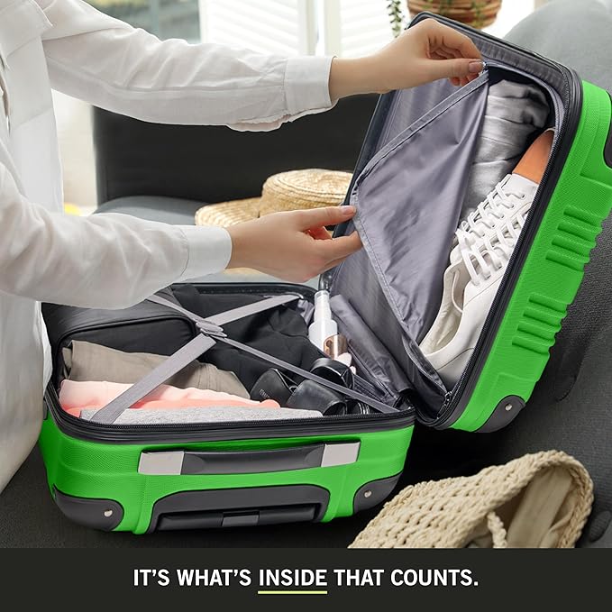 Kenneth Cole REACTION Out of Bounds Lightweight Hardshell 4-Wheel Spinner Luggage, Kelly Green, 20-Inch Carry On