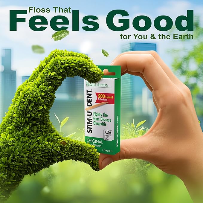 The Natural Dentist Stim-U-Dent Mint Dental Picks, Wooden Toothpicks for Food & Plaque Removal, Refreshing Mint Flavor, Travel-Friendly, 48 Packs of 25 Picks/Pack (600 Picks)