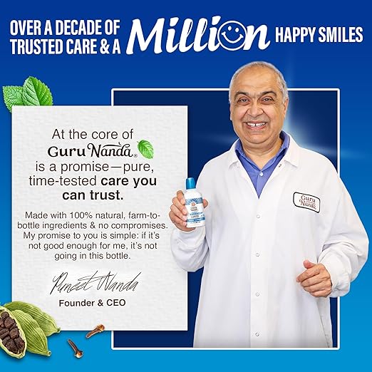 GuruNanda Oxyburst Teeth Whitening Mouthwash – Alcohol & Fluoride Free, with Hydrogen Peroxide & 7 Essential Oils, for On-The-Go Freshness, TSA Friendly, Wild Mint, 3 fl oz
