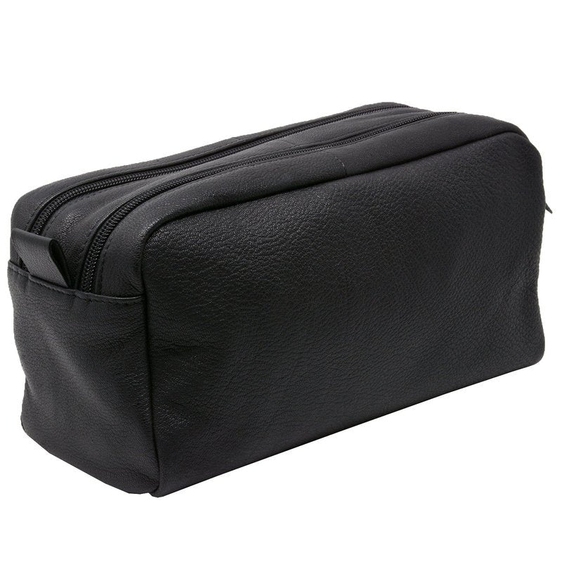 Alpine Swiss Sedona Toiletry Bag Genuine Leather Shaving Kit Dopp Kit Travel Case Black