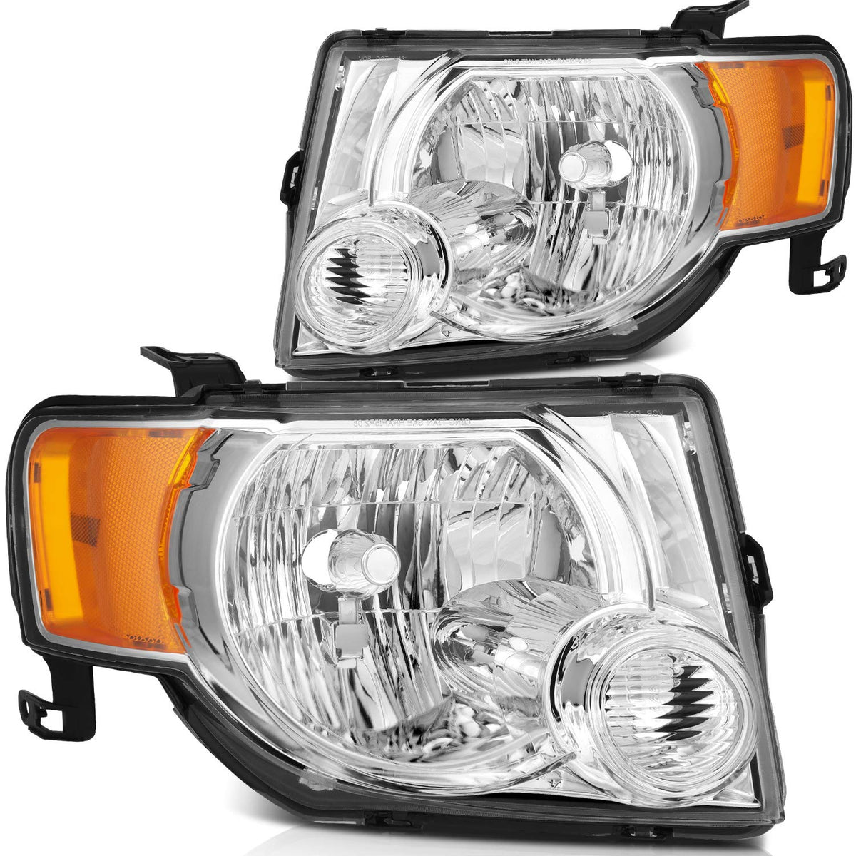 LBRST Headlight Fit 2008-2012 for Escape Chrome Housing Amber Reflector Pair Headlight Assembly 8L8Z13008B