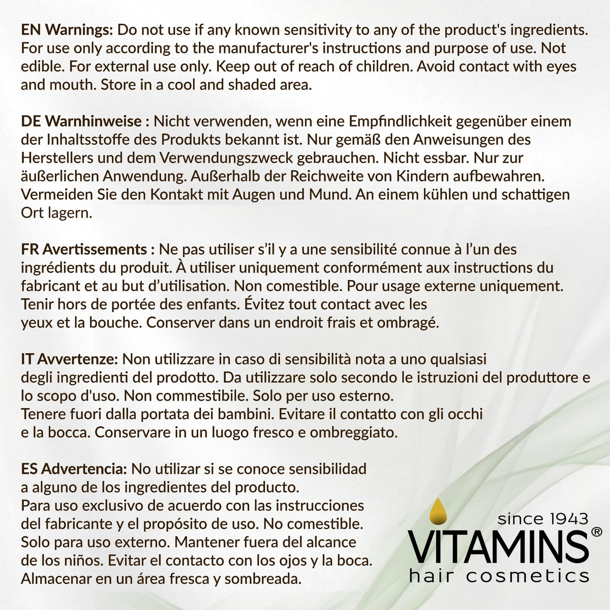 VITAMINS hair cosmetics Keratin Leave in Conditioner for Coarse Thick Hair