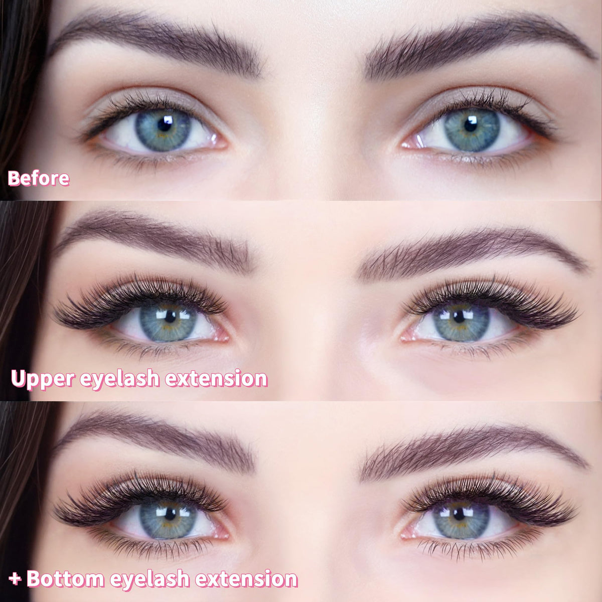 Beauty7 Mixed Volume Under Bottom Lower Individual False Eyelash Extension Tray Matte Synthetic Mink Curl J 0.1mm Thickness 5/6/7mm Length