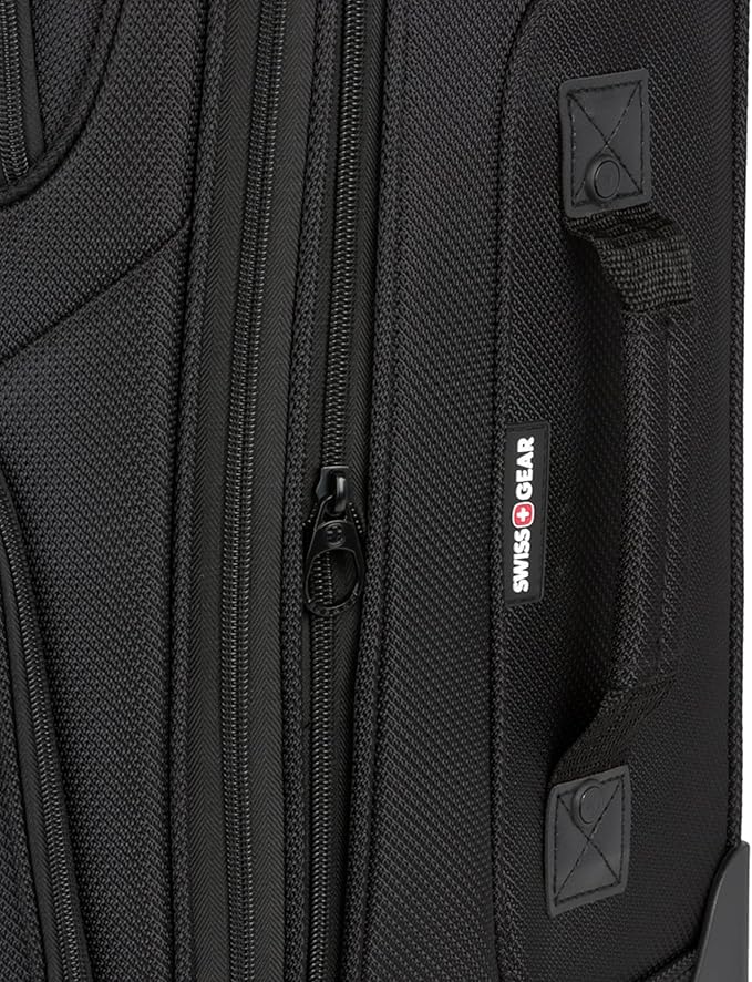 SWISSGEAR Sion Softside Expandable Spinner Luggage Durable Lightweight Travel Suitcase, Black, Carry-On 21-Inch