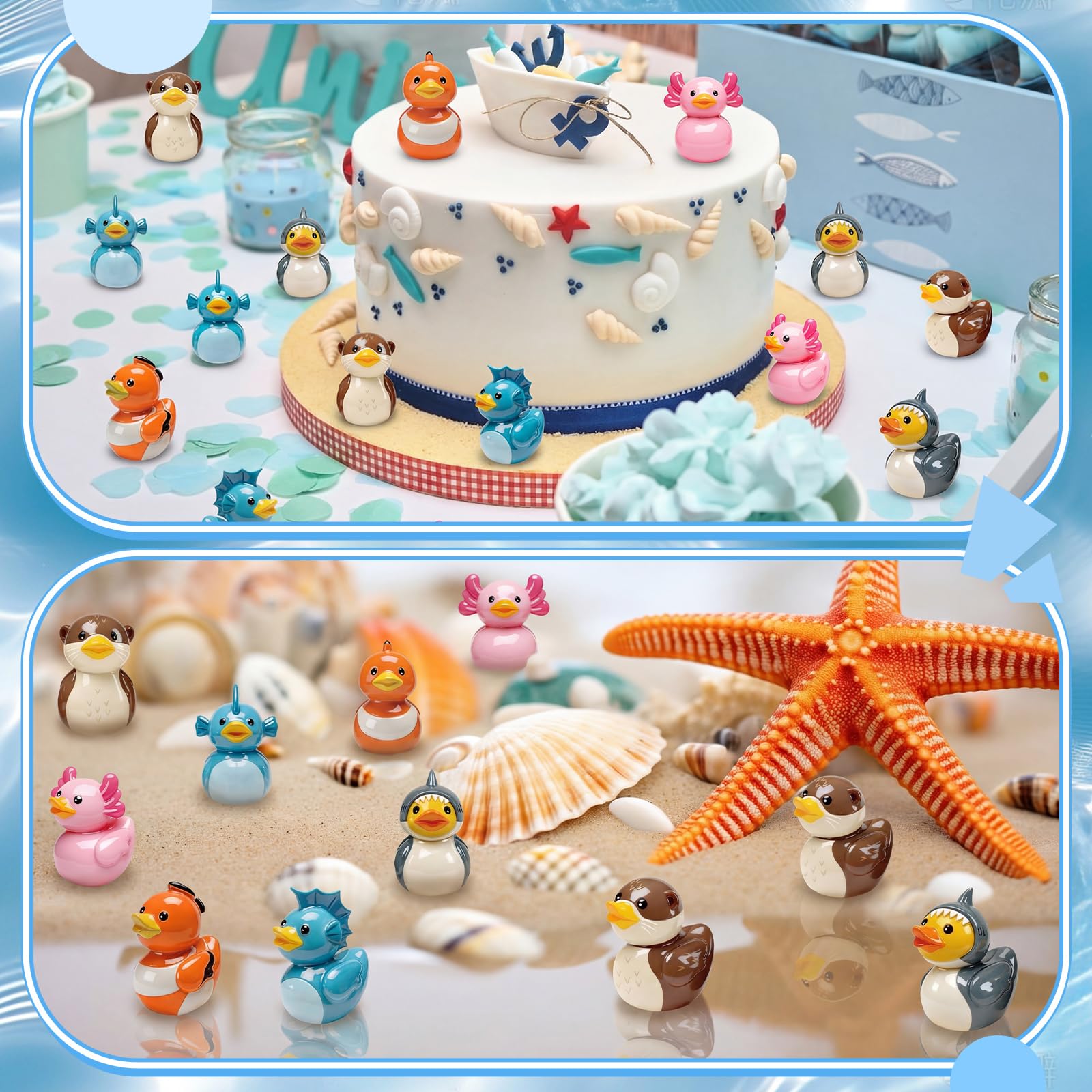 Novabright 100 Pcs Mini Resin Ocean Animals Ducks Tiny Resin Animals Ducks Figures Small Animal Statue for DIY Cake Craft Garden Landscape Ornament Potted Decoration Birthday Party Supplies
