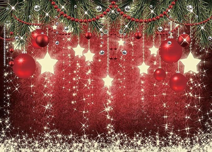 CHAIYA 10x8ft Christmas Red Photography Backdrop Xmas Theme Backdrop New Year Decoration Background Christmas Family Party Decorations Banner