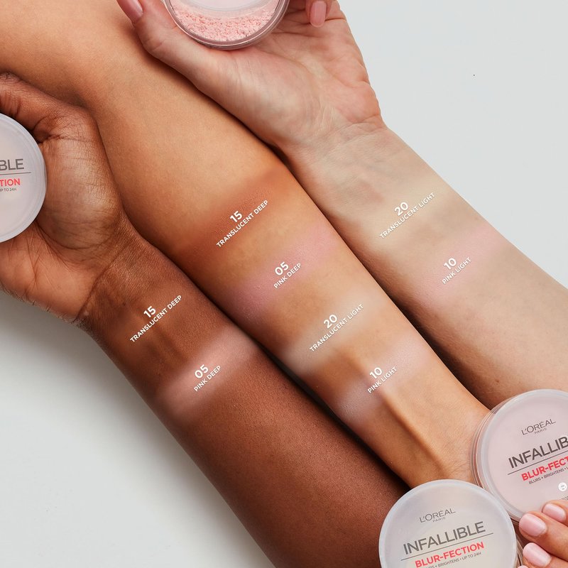L'Oreal Paris Infallible Blur-fection Longwear Loose Setting Powder, Blurring Face Powder With Up to 24HRs of Wear, Brightening Deep Pink, 1 Kit
