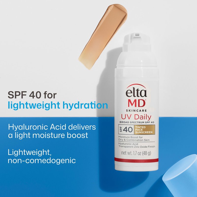 EltaMD UV Daily Tinted SPF 40 Face Sunscreen Moisturizer with Zinc Oxide, Tinted Daily Face Moisturizer with SPF, Sunscreen for Dry Skin,1.7 oz Pump (Pack of 2)