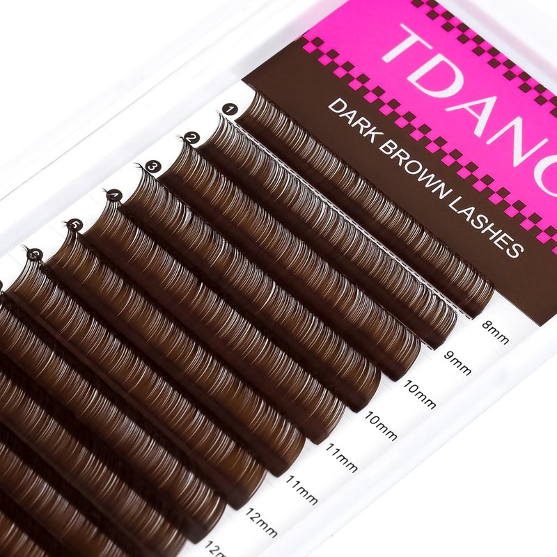 TDANCE Dark Brown Lash Extensions Colored Lash Extensions 0.03/0.05/0.07/0.1/0.15mm C/CC/D/DD/J/B/L Curl Premium Brown Eyelash Extensions Salon Use (Dark Brown,0.05-CC,8-15mm)