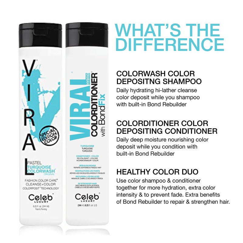 Celeb Luxury Intense Color Depositing Colorconditioner Conditioner + BondFix Bond Rebuilder, Vegan, Sustainably Sourced Plant-Based, Semi-Permanent, Viral and Gem Lites Colorconditioners