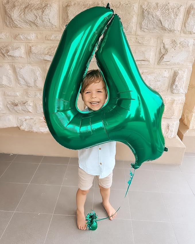 Green Number 4 Balloon 40 Inch, 4 Balloon Number, 4th Birthday Decorations, Green Party Supplies for Boys Girls