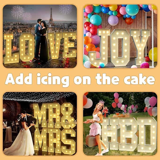 imprsv 4FT Marquee Letters Large Light Up Letters for Birthday Party Decor Wedding Decorations, Marquee J for Party Decoration, Large Signs Arch Kit Decorations