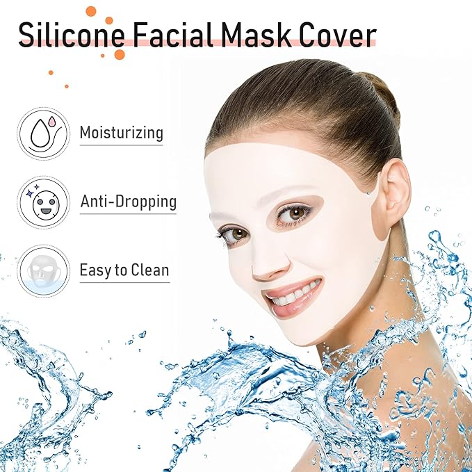 Maitys 32 Pcs Facial Chest Neck Silicone Pad Reusable Face Forehead Patches Facial Sleeping Mask Cover for Smoothing Chest Neck Forehead Eye Mouth (Clear,Milk White)