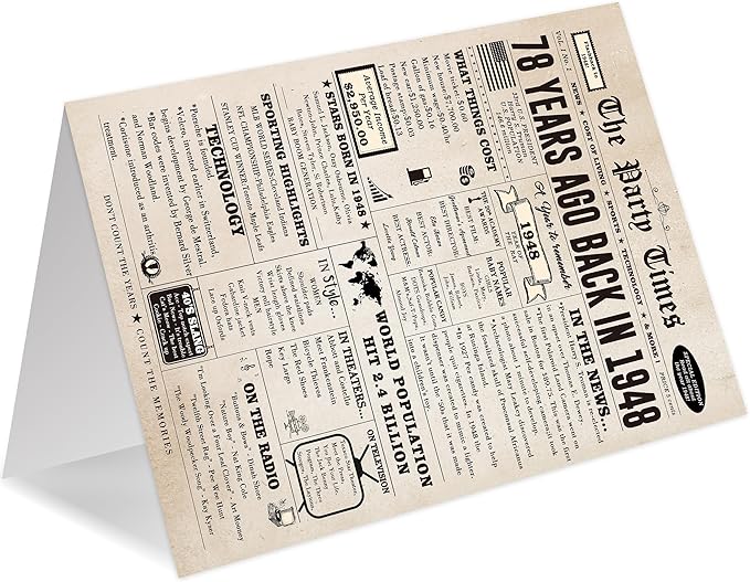 Ziwenhu Vintage 78th Birthday Card Gifts for Her Him,Funny 78th Birthday Decorations for Dad Mom,Good Idea for 78 Years Old Grandpa Grandma Birthday Gifts