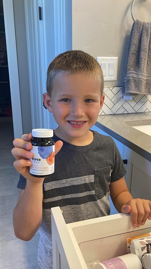 SUPER TEETH Chewable Dental Probiotic + ENT Protection for Kids & Adults | BLIS K12 + M18 Probiotics | Oral Health, Sinus, Throat & Immune Support | 60 Natural Peach Flavored Tablets