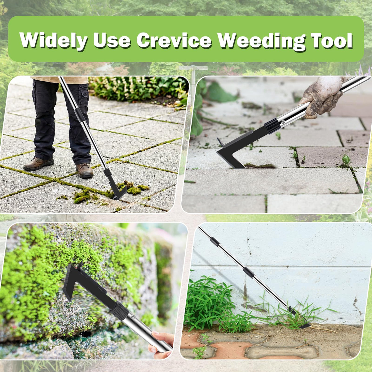 LAWFYMORI Crack Weeder with Long Handle, 60" Manual Crevice Weeding Tool