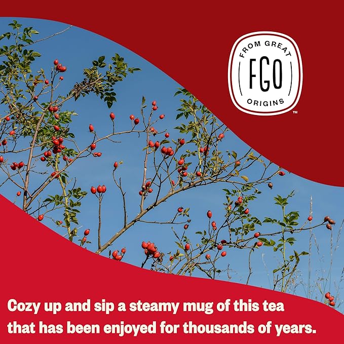 FGO Organic Rosehips Tea, Eco-Conscious Tea Bags, 100 Count, Packaging May Vary (Pack of 1)